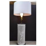 Vtg. Blanc De' Chine Cherry Blossom Lamp W/