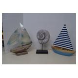 Lot Of Nautical Home Decor Sail Boats & Shell