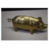 Vintage Brass Pig Piggy Bank