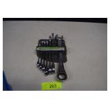 Seven Ratchet Open End Wrenches