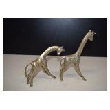 Two Vintage Brass Giraffe Figures