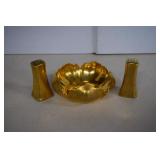 Vintage German Stouffer Gold Gilt Bowl & Shakers