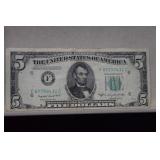 1940-C $5 Off-Cut Fed. Reserve  Green Seal