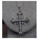 Costume Jewelry Rhinestone Cross Necklace