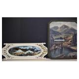 Vintage Framed Print & Oil Painting On Mirror