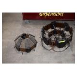 2 Piece Hanging Wood & Slag Glass Lamp