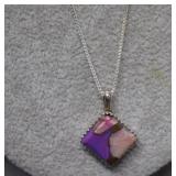 Sterling Italy Chain w/ Puple-Copper Turquoise BBT