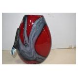 Beautiful Hand Made Cased Glass Vase, (Poland)