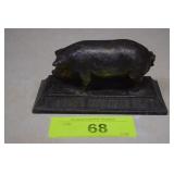 Vintage Cast Bronze Advertising Hog Paperweight