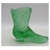 Vtg. Fenton Green Boot w/Daisy Button Pattern