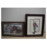2- Small Framed Prints,Winds Of War & Cowboy