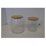 Ikea Glass Canisters Set Of 2 w/ Wooden Lids