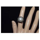 Sterling Pearl Rope Style Accent Ring  Sz 6-1/4