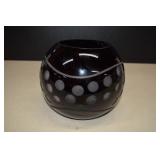 MCM Art Glass Cut To Clear Rose Bowl 6.5' Tall