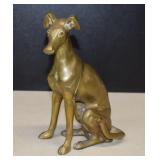 Vintage Heavy Solid Brass Grey Hound Dog