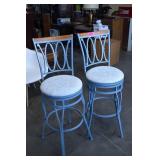 Two Metal Fabric Seat Bar Stools