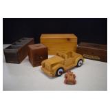 Vintage Wooden Boxes, Crate, Bank, & Cars
