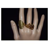 Two Gold Tone Adjustable Rings