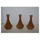 Vintage Mid Century Enameled Brass Vases