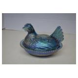 Vintage Indiana Carnival Blue Hen On Nest