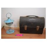 Vintage Thermos Lunch Box & Blue Metal Candle