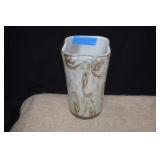Murano Glass White & Gold Swirl Vase-Made in Italy