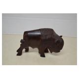 Vintage Hand Carved Wood Bison