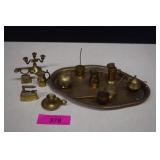 Vintage Miniature Brass Tray & Cookware & Decor
