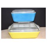 Vintage Pyrex Yellow & Blue Refrigerator Dishes W/