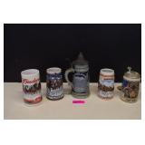 Five Collectrible Steins