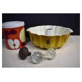 Vintage Lot- Glass Door Knobs,Nordic Ware Bundt