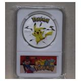Pokemon Pikachu Colorized Metal Medallion in