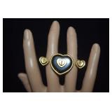 Betsy Johnson Triple Heart/Two Finger Ring 6-1/2&7