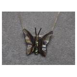 Sterling Box Chain & Butterfly w/ Abalone Pendant
