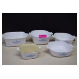 Five Pieces Cornflower Blue Corning Ware