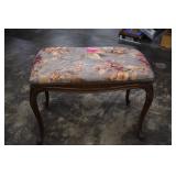 Vintage Wood Fabric Covered Bench