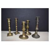 Five Brass Candle Sticks