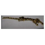 Gold Tone Articulated Over Shoulder Leopard Brooch