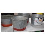 Four Galvanized Buckets With Handles