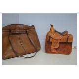 Lot 2 Leather Bags, One Saddle Leather Tool Bag &