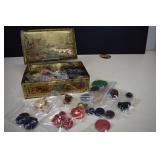 Vintage Tin Filled With Vintage Buttons