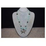 Sterling Starfish & Adventurine Bead Necklace
