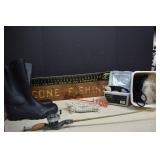 Lot Of Assorted Fishing Items,Cast Nets,Rod & Reel