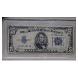 1934-C $5 Silver Certificate  Blue Seal  Encased
