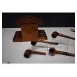 8 Pipe Holder & Tobacco Box With 4 Pipes Made In