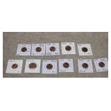 (11) Wheat & Memorial Cents 1954 to 1964D Mix