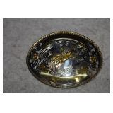 Large German Silver 1988 Bull Riding Belt Buckle