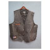 Heavy Diamond Plate Buffalo Leather Vest SZ 3XL