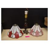 Leaded Glass Lamp Shades & Vintage Cherub Lamp