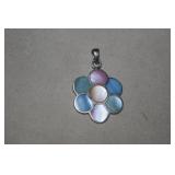 Sterling & Multicolor MOP Flower Pendant